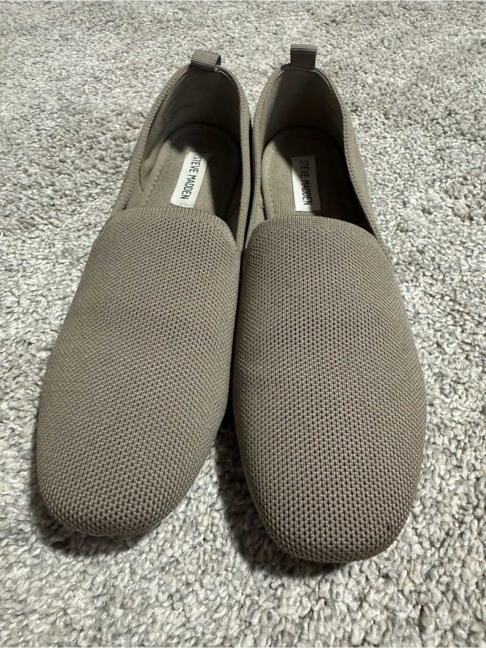 Steve Madden Taupe Slip-On Knit Loafers for Women